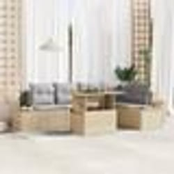 vidaXL Ensemble de jardin 6 pièces avec coussins beiges en polyrotin et acacia