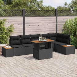 vidaXL Ensemble de salle à manger pour jardin 7 pcs Noir et Marron