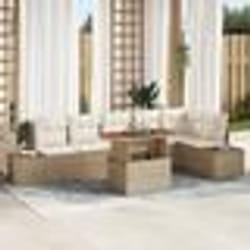 vidaXL Ensemble de salle à manger de jardin 7 pièces avec coussins beige