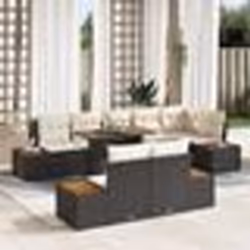 vidaXL Ensemble de Jardin de 9 pièces avec coussins en poly rattan noir et acacia