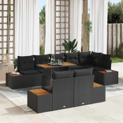 vidaXL Ensemble de salle à manger pour jardin 9 pcs Noir et Marron