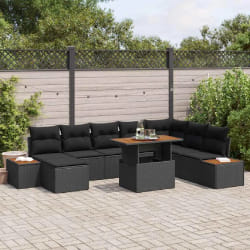 vidaXL Ensemble de salle à manger pour jardin 9 pcs Noir et Marron