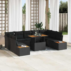 vidaXL Ensemble de salle à manger pour jardin 10 pcs Noir et Marron