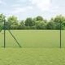 vidaXL Jeu de Poteaux de Clôture Vert 1.5 x 10 m Acier galvanisé