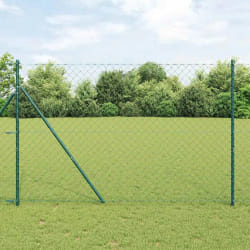 vidaXL Jeu de Poteaux de Clôture Vert 1.6 x 25 m Acier galvanisé