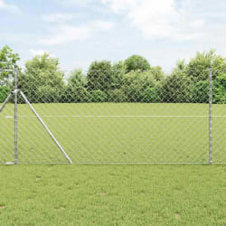 vidaXL Clôture en treillis avec poteaux Argent 1 x 10 m Acier