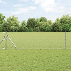 vidaXL Jeu de Poteaux de Clôture Argent 0.8 x 25 m Acier galvanisé