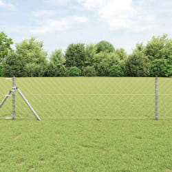 vidaXL Jeu de Poteaux de Clôture Argent 0.8 x 25 m Acier galvanisé