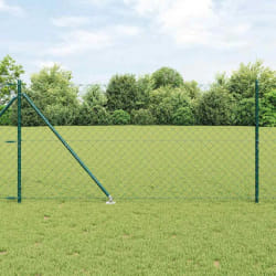 vidaXL Clôture en treillis avec poteaux Vert 1.4 x 10 m Acier