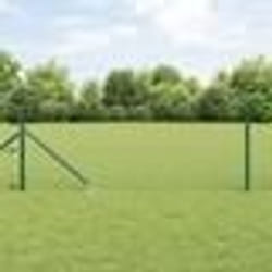 vidaXL Jeu de Poteaux de Clôture Vert 0.6 x 10 m Acier galvanisé