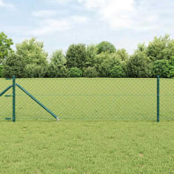 vidaXL Jeu de Poteaux de Clôture Vert 0.4 x 25 m Acier galvanisé