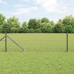 vidaXL Jeu de Poteaux de Clôture Gris 0.8 x 10 m Acier galvanisé