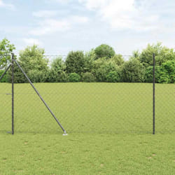 vidaXL Jeu de Poteaux de Clôture Gris 1.5 x 10 m