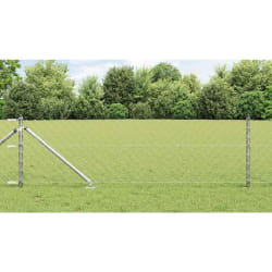 vidaXL Jeu de Poteaux de Clôture Argent 25 x 0.8 m Acier galvanisé