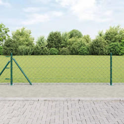 vidaXL Clôture en treillis avec poteaux Vert 0.6 x 25 m Acier