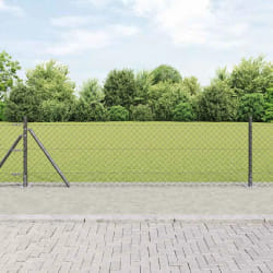 vidaXL Jeu de Poteaux de Clôture Argent 10 x 0.6 m Acier galvanisé