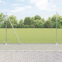 vidaXL Jeu de Poteaux de Clôture Argent 10 x 1.5 m Acier galvanisé
