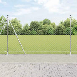 vidaXL Jeu de Poteaux de Clôture Argent 10 x 1.5 m Acier galvanisé