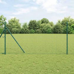 vidaXL Clôture avec poteaux Vert 1.2 x 10 m Acier