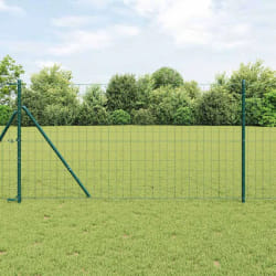 vidaXL Clôture avec poteaux Vert 1.2 x 10 m Acier