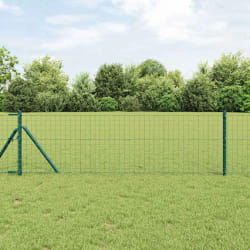 vidaXL Clôture Euro avec 13 poteaux 0.8x25 m en acier galvanisé vert