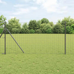 vidaXL Clôture Euro avec 13 poteaux 1x25 m en acier galvanisé gris