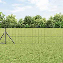 vidaXL Clôture Euro avec 7 poteaux 0.8x10 m en acier galvanisé gris