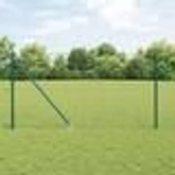 vidaXL Clôture Euro avec 7 poteaux en pointe 1,4x10 m Acier galvanisé Vert