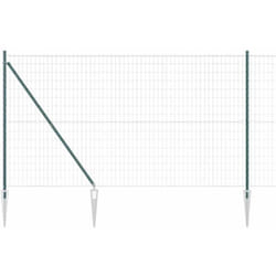 vidaXL Clôture Euro avec 7 poteaux en pointe 1.6x10 m en acier galvanisé vert