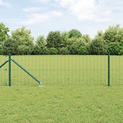 vidaXL Clôture Euro avec 7 Poteaux à Piques 0.4x10 m Acier Galvanisé Vert