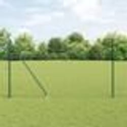 vidaXL Clôture Euro de avec 7 Poteaux en Pointe 1,5x10 m Acier galvanisé Vert