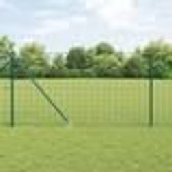 vidaXL Clôture Euro de avec 7 poteaux à pointe 1,4 x 10 m en acier galvanisé vert