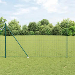 vidaXL Clôture Euro de avec 7 piquets 1,5x10 m en acier galvanisé vert