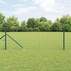 vidaXL Clôture Euro avec 13 poteaux à pointe 0.4x25 m en acier galvanisé vert