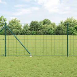 vidaXL Clôture Euro avec 13 poteaux en pointe 1x25 m Acier Galvanisé Vert