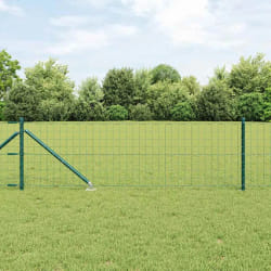 vidaXL Clôture Euro avec 7 poteaux à piquet 0,8x10 m Acier galvanisé Vert