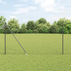vidaXL Clôture Euro avec 7 poteaux en pointe 1,6x10 m en acier galvanisé gris