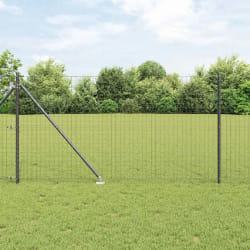 vidaXL Clôture Euro avec 13 poteaux en pique 1x25 m Acier galvanisé Gris