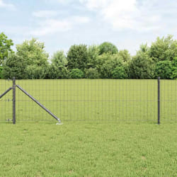 vidaXL Clôture avec poteaux Gris 0.8 x 25 m Acier