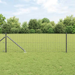 vidaXL Clôture avec poteaux Gris 0.8 x 25 m Acier