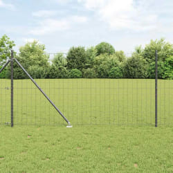vidaXL Clôture Euro avec 13 poteaux en pointe 1x25 m en acier galvanisé gris