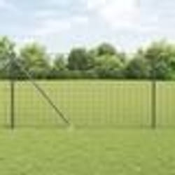 vidaXL Clôture Euro avec 13 Poteaux à pointe 1x25 m en Acier Galvanisé Gris