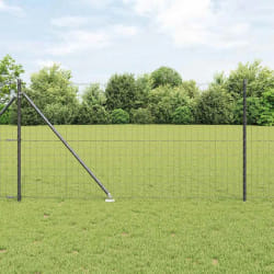 vidaXL Clôture Euro avec 7 poteaux en ancrage 1x10 m Acier galvanisé Gris