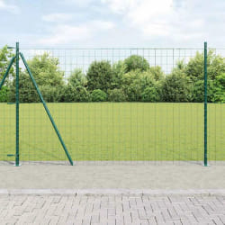vidaXL Clôture Euro avec 7 poteaux flangés 1,5x10 m en acier galvanisé