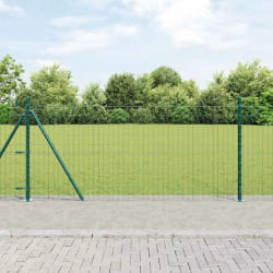 vidaXL Clôture Euro avec 13 poteaux flangés 0.8x25 m en acier galvanisé