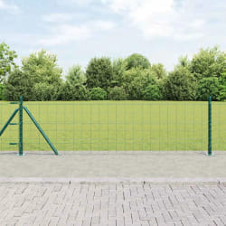vidaXL Clôture avec poteaux Vert 0.6 x 25 m Acier