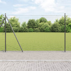 vidaXL Clôture Euro avec 7 poteaux à flasque 1,4x10 m en acier galvanisé