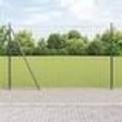 vidaXL Clôture Euro avec 7 poteaux flasques 1,5x10 m en acier galvanisé
