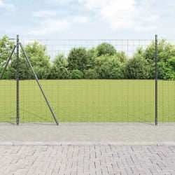 vidaXL Clôture Euro avec 7 poteaux flanqués 1.4x10 m en acier galvanisé