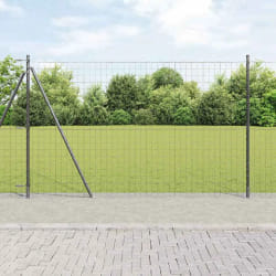 vidaXL Clôture Euro avec 7 poteaux à embase 1,5x10 m en acier galvanisé